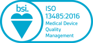 BSI ISO 13485:2016 Medical Device Quality Management certification mark.