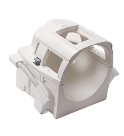 White plastic model airplane cockpit fuselage section with canopy and attachment points for a model kit